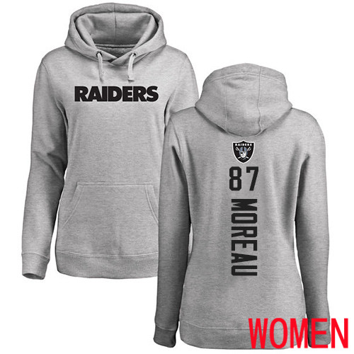 Oakland Raiders Ash Women Foster Moreau Backer NFL Football #87 Pullover Hoodie Sweatshirts